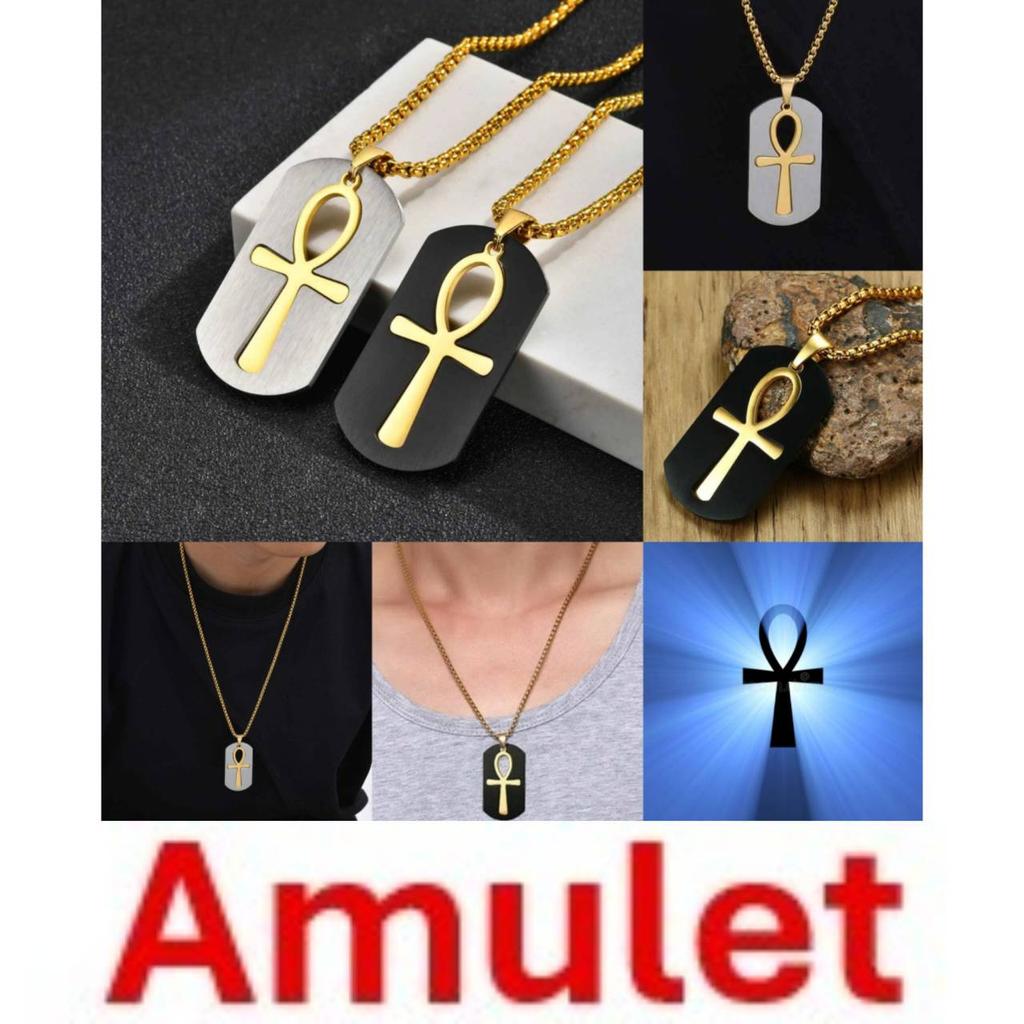 Dog Tag Pendant Necklace Ancient Egypt Egyptian Symbol Ankh Eternal Life Cross Key Life Amulet Talisman Protect Health Jewelry Charming Accessories