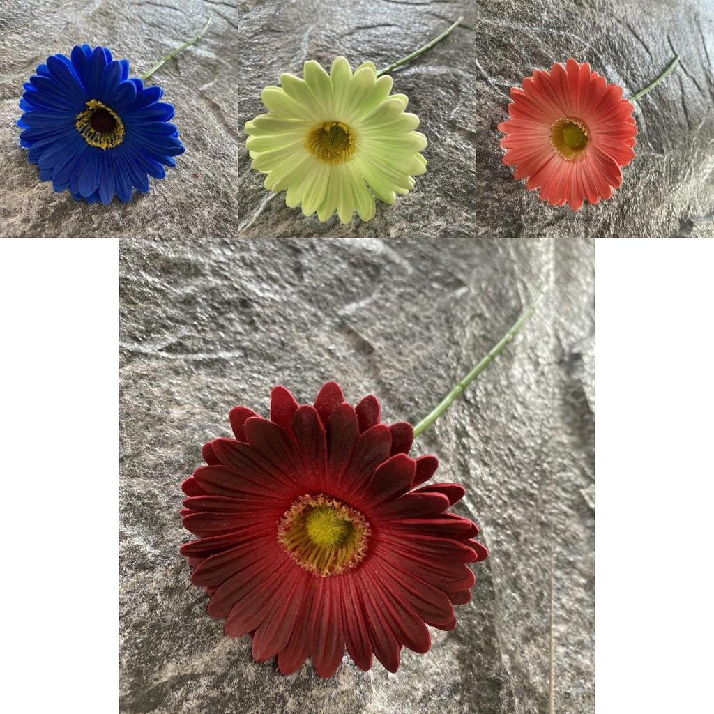 Pu Gerbera Daisy Artificial Flower For Wedding Decor Home Styling Soft Rubber Material