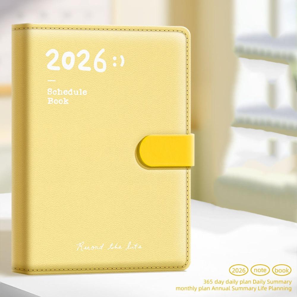 Portable A5 2026 Schedule Book To Do List Planner Reminder Agenda Book Textured PU Daily Planner Office Supplies