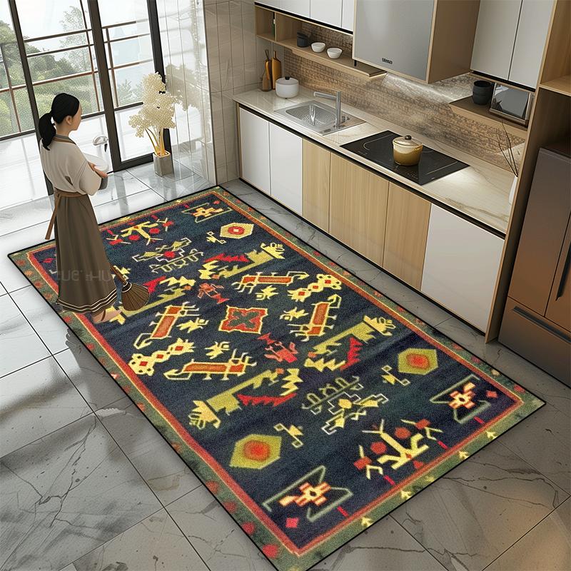 Persische Klassische Druckteppiche Wohnzimmer Heimdekoration Küche Rutschfest Große Teppiche Schlafzimmer Waschbar Eingangstürmatten