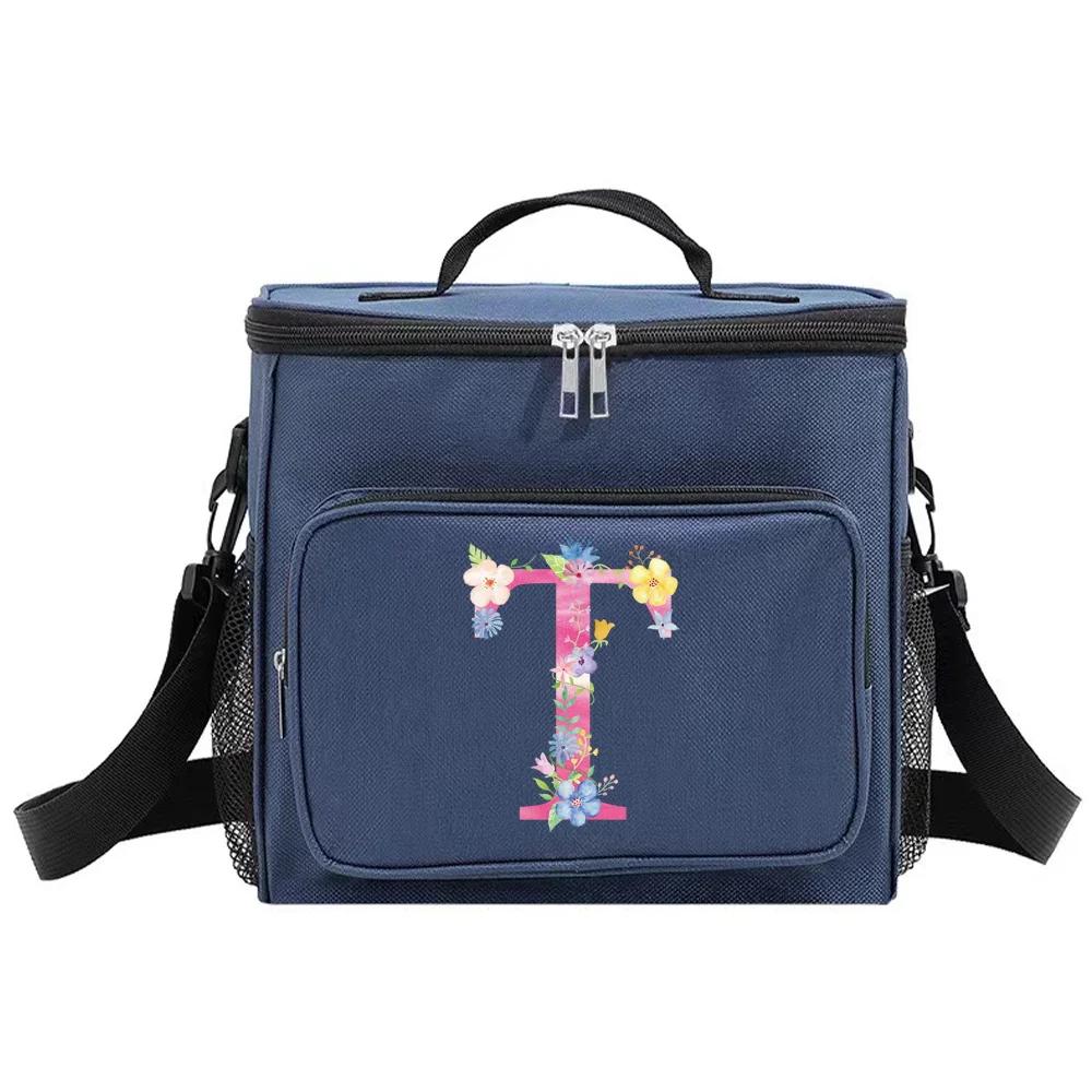 Lunch Box Cooler Organizer Case Thermal Handbag Waterproof Outdoor Travel Shoulder Lunch Bag for Men and Women Pink Pattern
