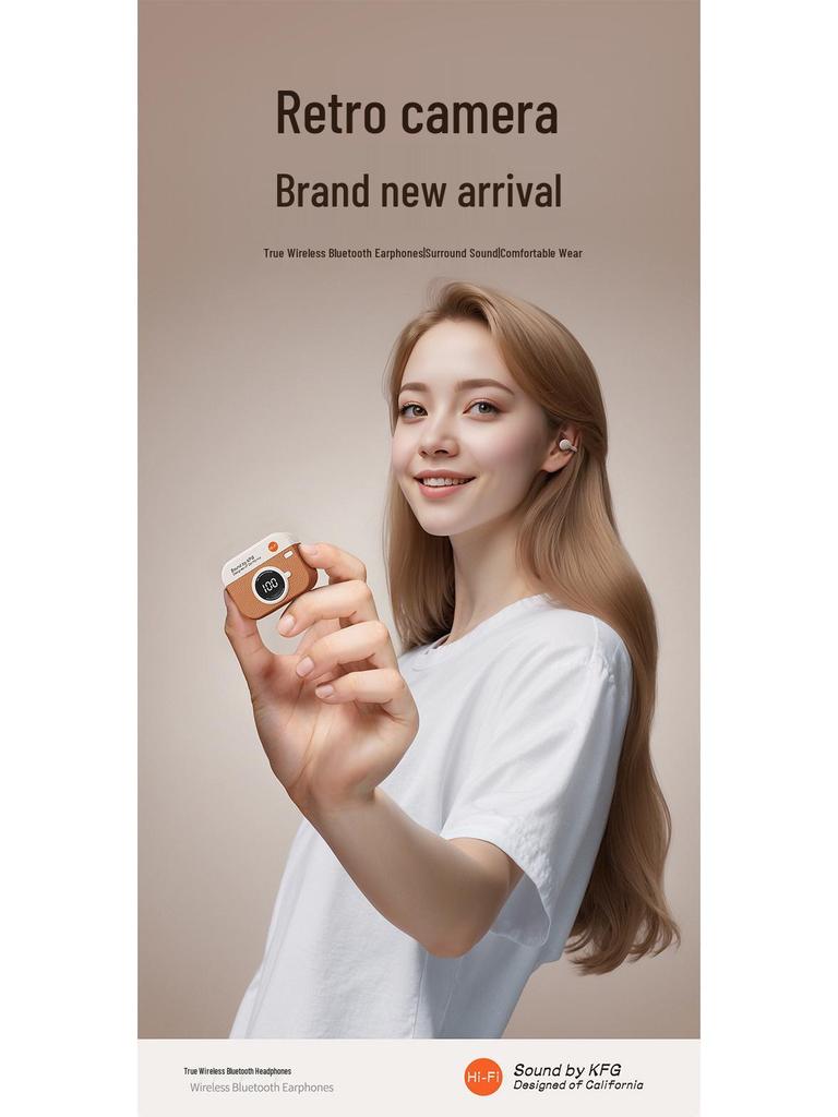 Vinyl Retro Camera Bluetooth Earphones - Trendy High-Quality Wireless Audio for Women & Students