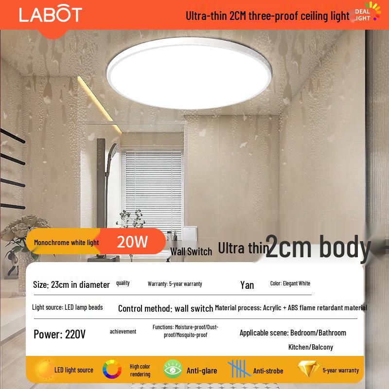 

Moisture-Proof Waterproof Ceiling Light for Bathroom, Toilet, or Balcony – Modern Mist-Proof Fixture