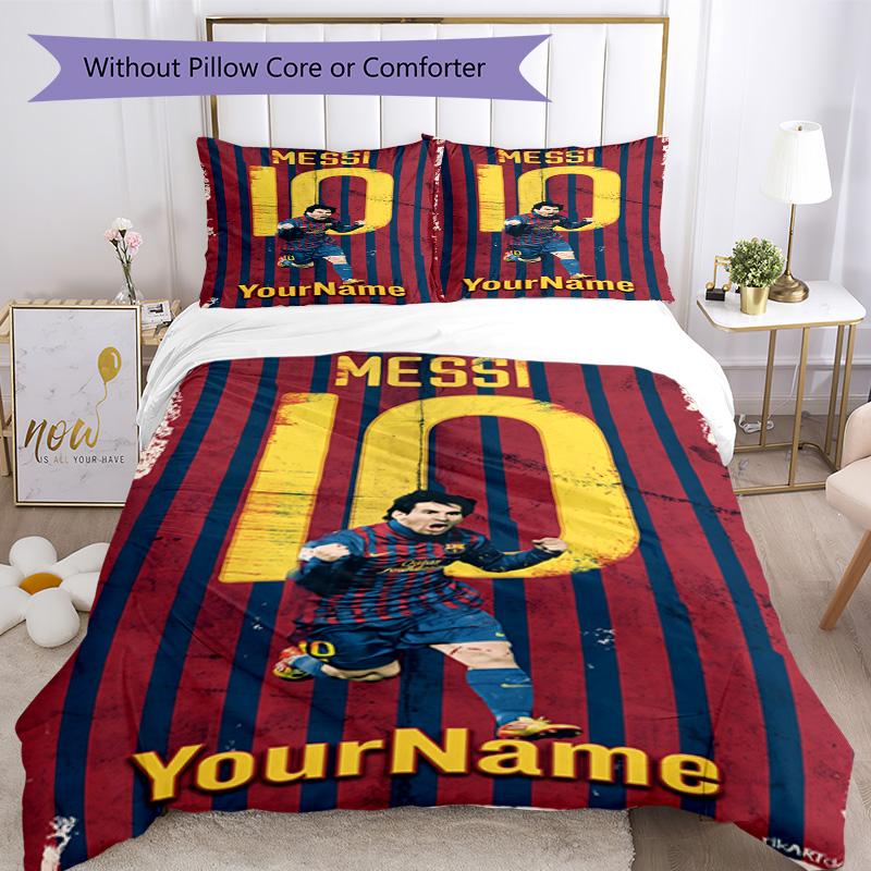 Messi 201 Customize your name Bedding Set Breathable Duvet Cover with Pillowcases Home Decoration Birthday Gift