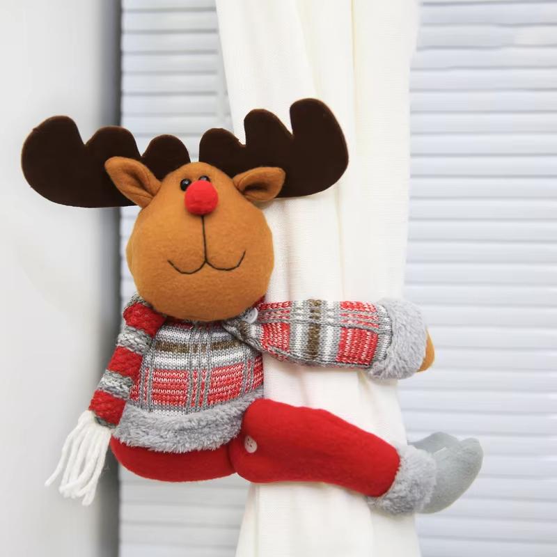 New Year 2026 Christmas Curtain Buckles Christmas Decorations Home Curtains Decorative Buttons Cartoon Doll Clasps