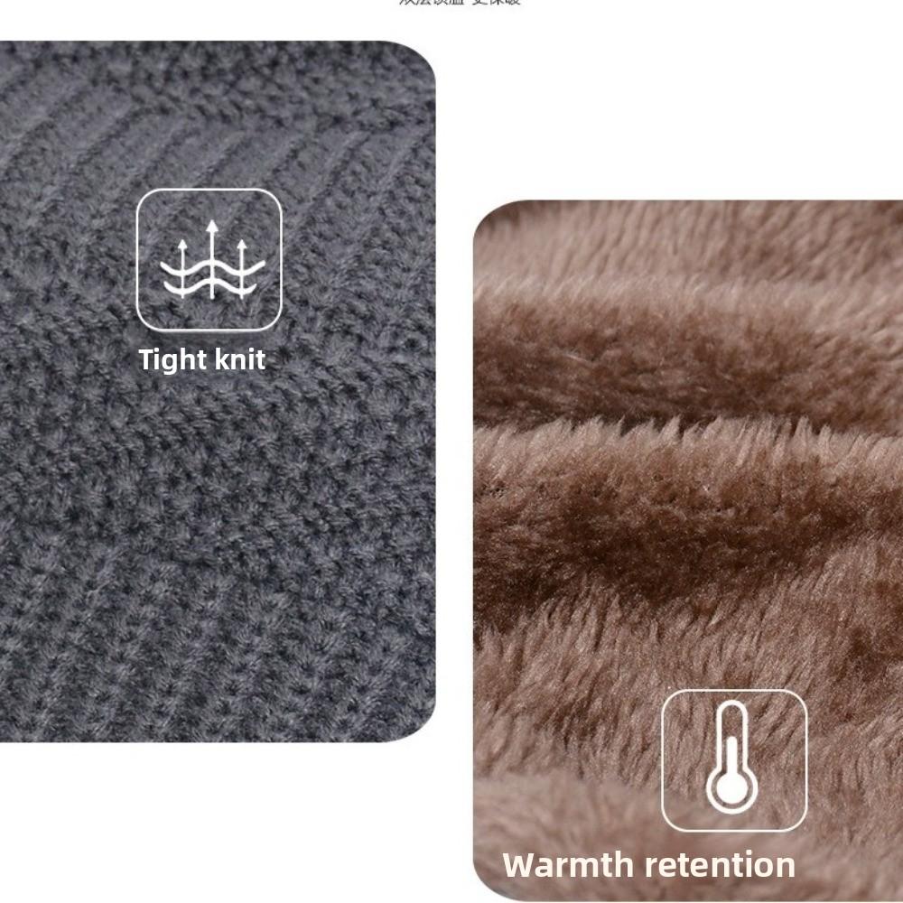 3pcs Warm Hat Scarf Gloves Set Solid Color Winter Beanie Hat Hiking Thermal Knit Cap  Cold Weather