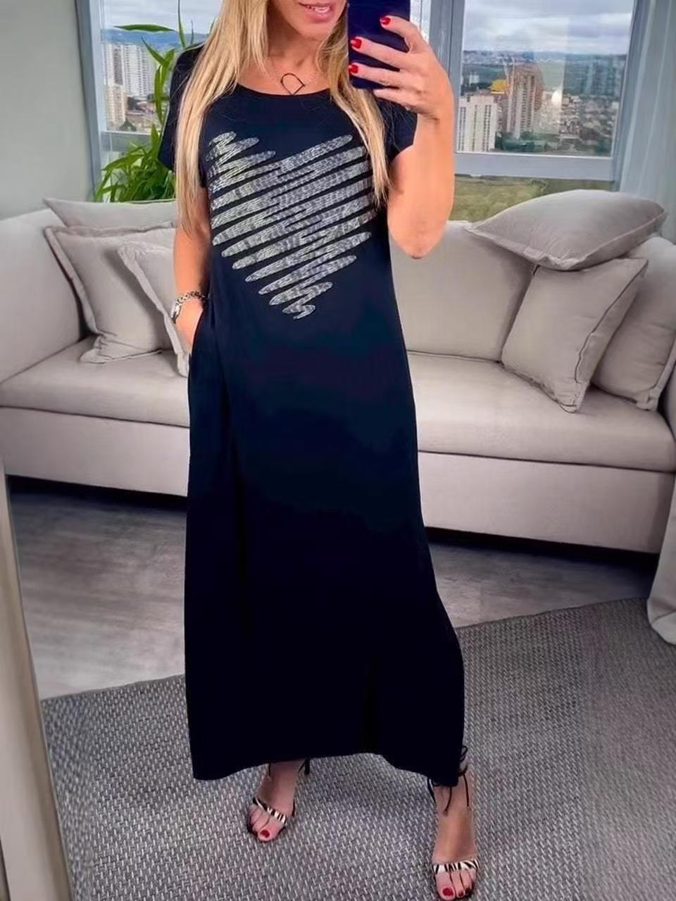 2026 Spring/Summer New European and American Women s High-End Crew Neck Slim Long Dress S