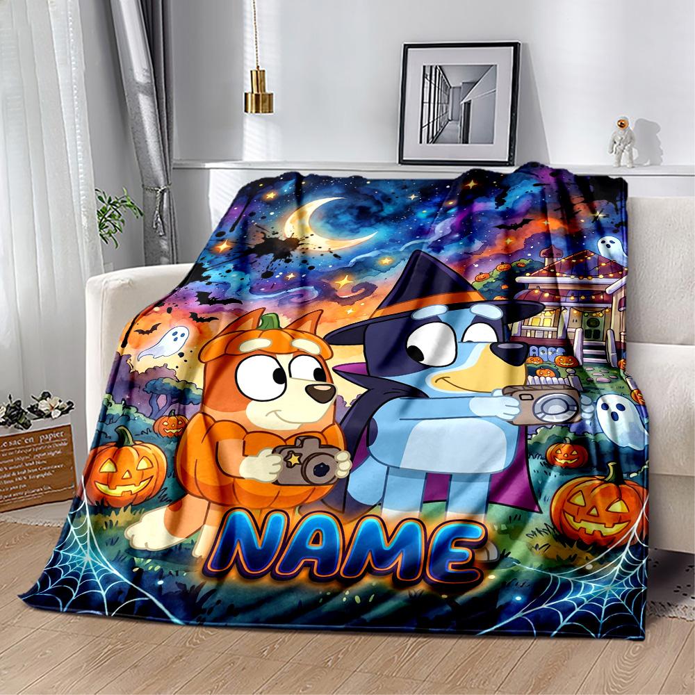 Halloween Friends Trick-or-treat Customize Your Name Blanket Gift Customizable Blanket Warmthful Decor Throw For Seaside Couch Livingroom Bedding