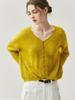 Women's V-Neck Hollowed Cashmere Cardigan - Loose Fit Autumn 2025 Cover-Up Pullover