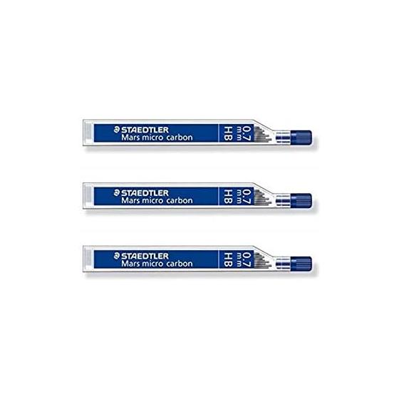 Staedtler Mars Micro Carbon Mechanical Pencil Lead, 0.7mm, HB, 3 Packs, 60mm Length, Break-Resistant, Vivid Black