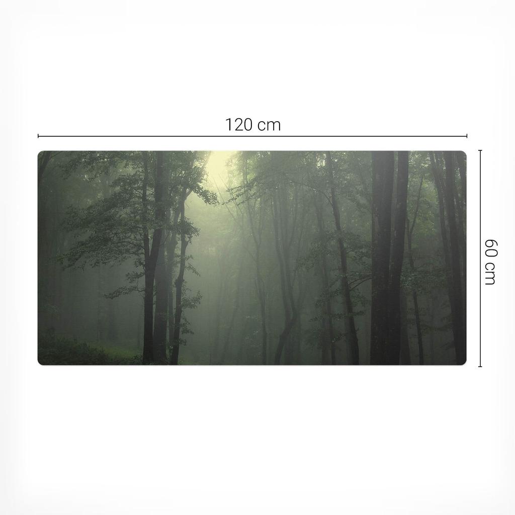 Nowoczesna Winylowa Mata Pod Klawiaturę Mglisty Las O Świcie 120X60 Cm