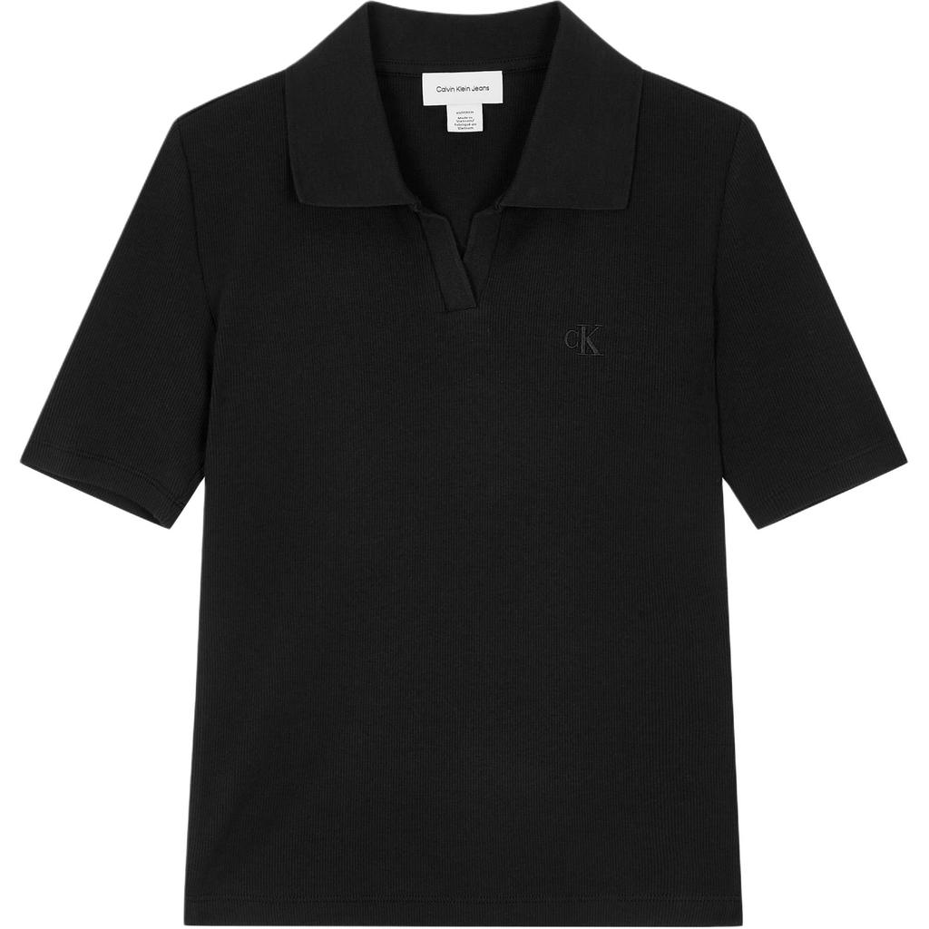 Calvin Klein Logo Slim Fit Polo Shirt Women Tops Black 47AB205-UB1