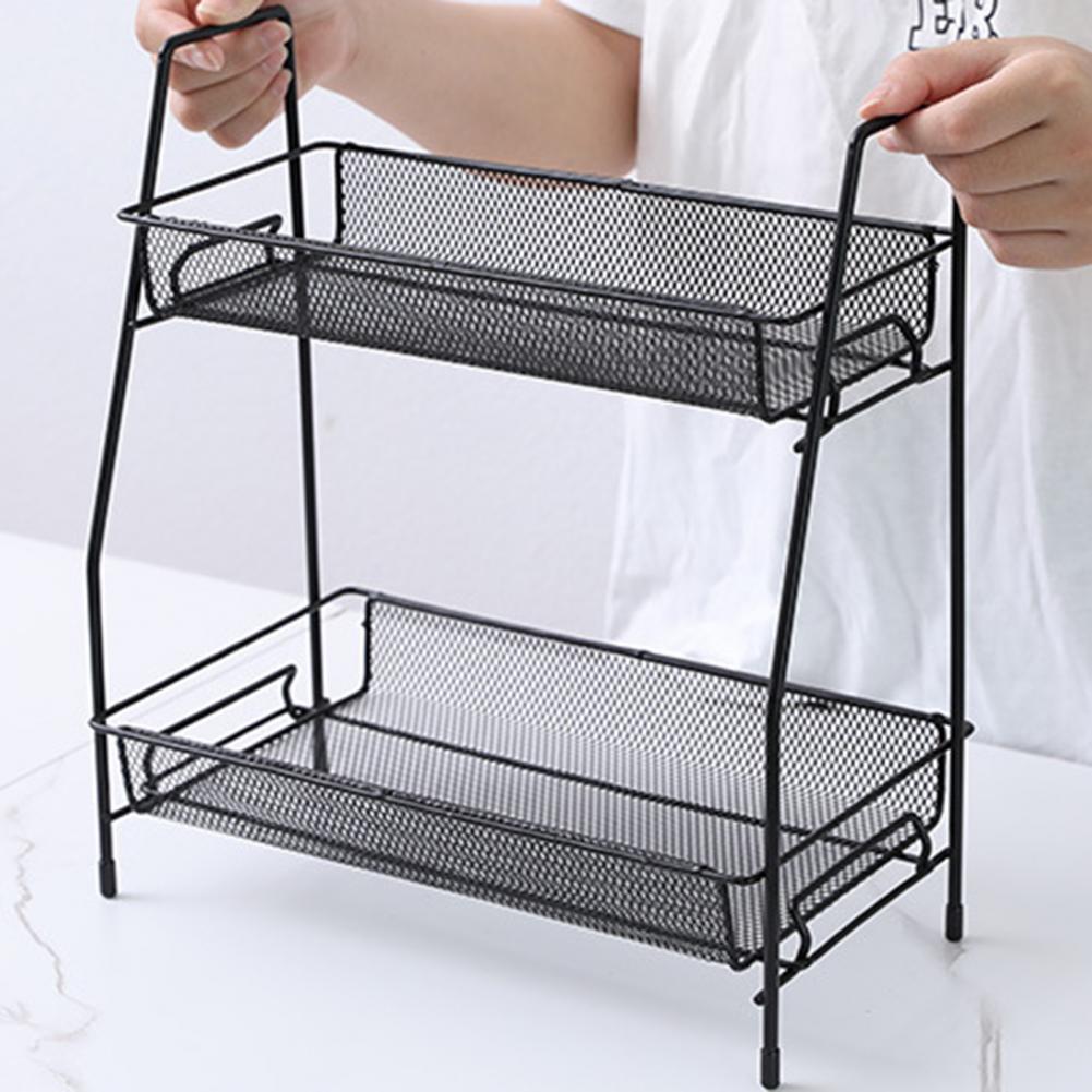 Drainage Bathroom Organizer Countertop Organizer Double Layer Stainless Steel Storage Rack for Bathroom Kitchen Organization