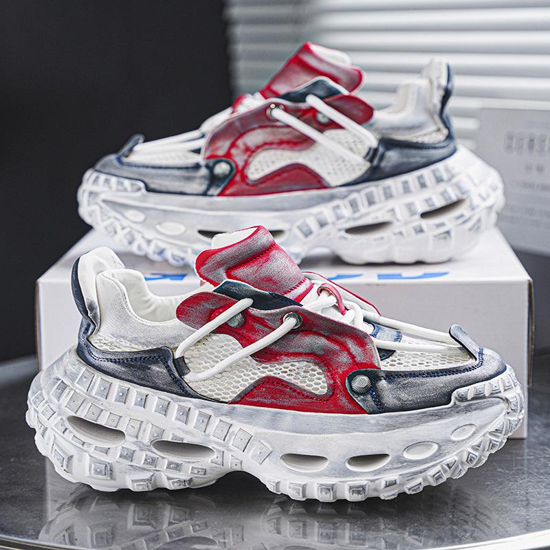Men'S Shoes Summer Breathable Mesh Shoes Hollow Tire Sole Thick Sole Heightening Versatile Sports Shoes