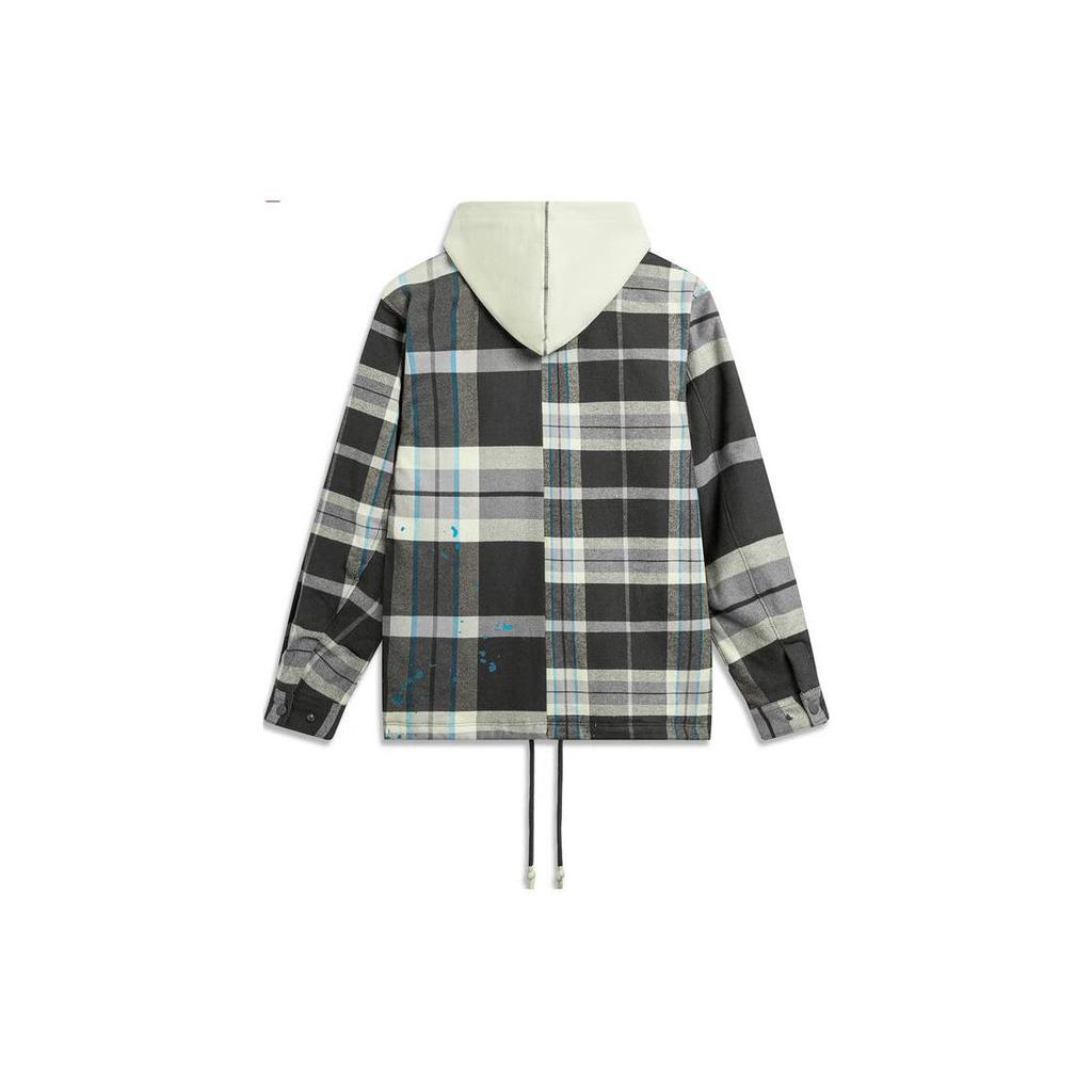 Li Ning Badfive Puffer Jacket Men's Gray Green Plaid AFMU003-2