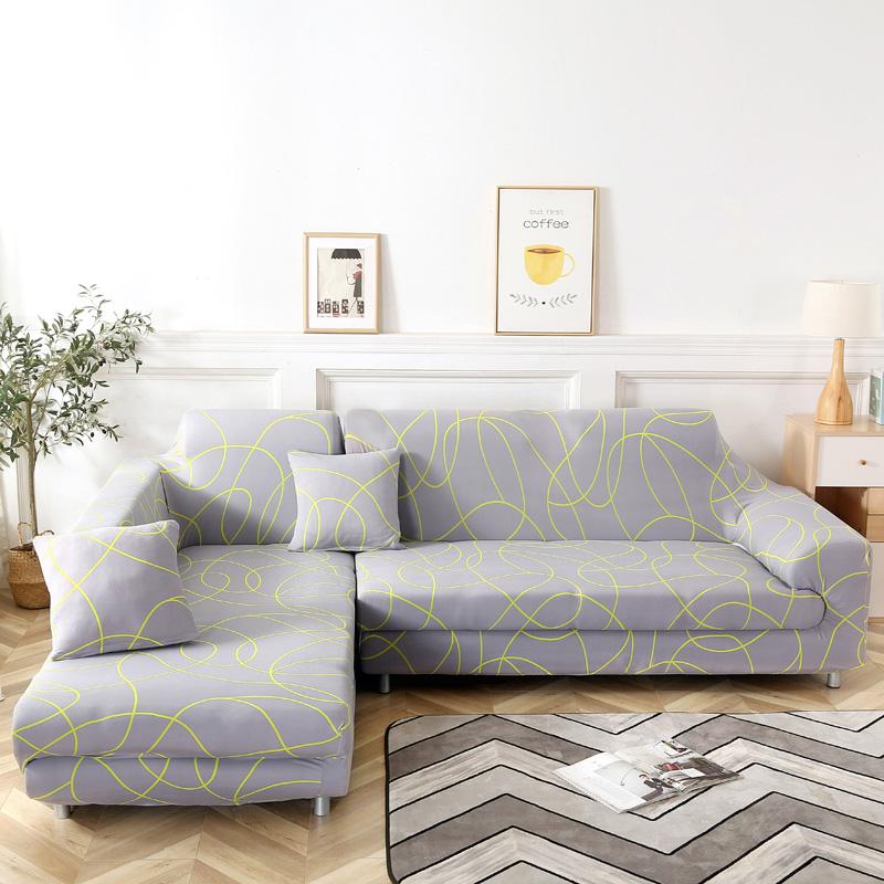 Geometrické rohové potahy na pohovku do obývacího pokoje Elastické potahy z spandexu Potah na pohovku Natahovací ručník na pohovku Tvar L Potřeba Koupit 2 kusy