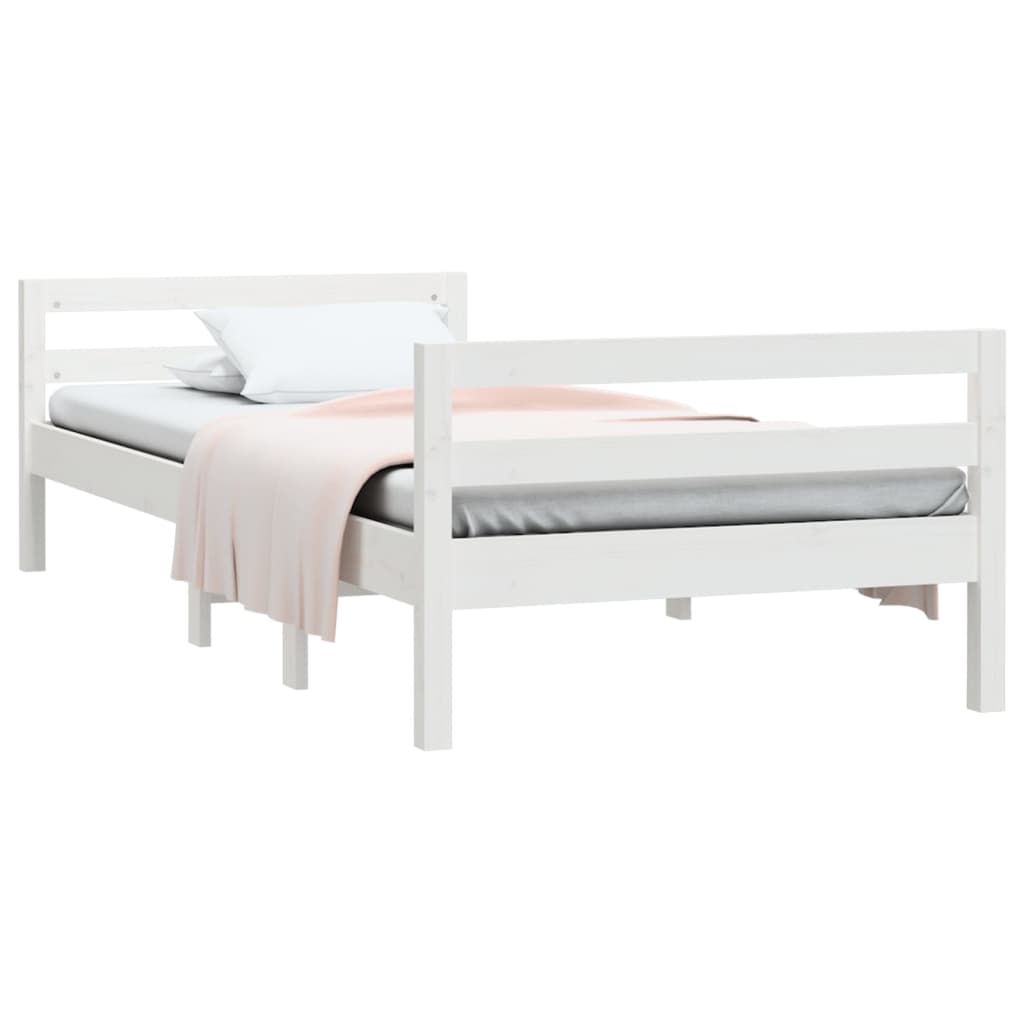 Vidaxl Rama Łóżka Bez Materaca, Biała, 75X190 Cm, Lite Drewno Sosnowe