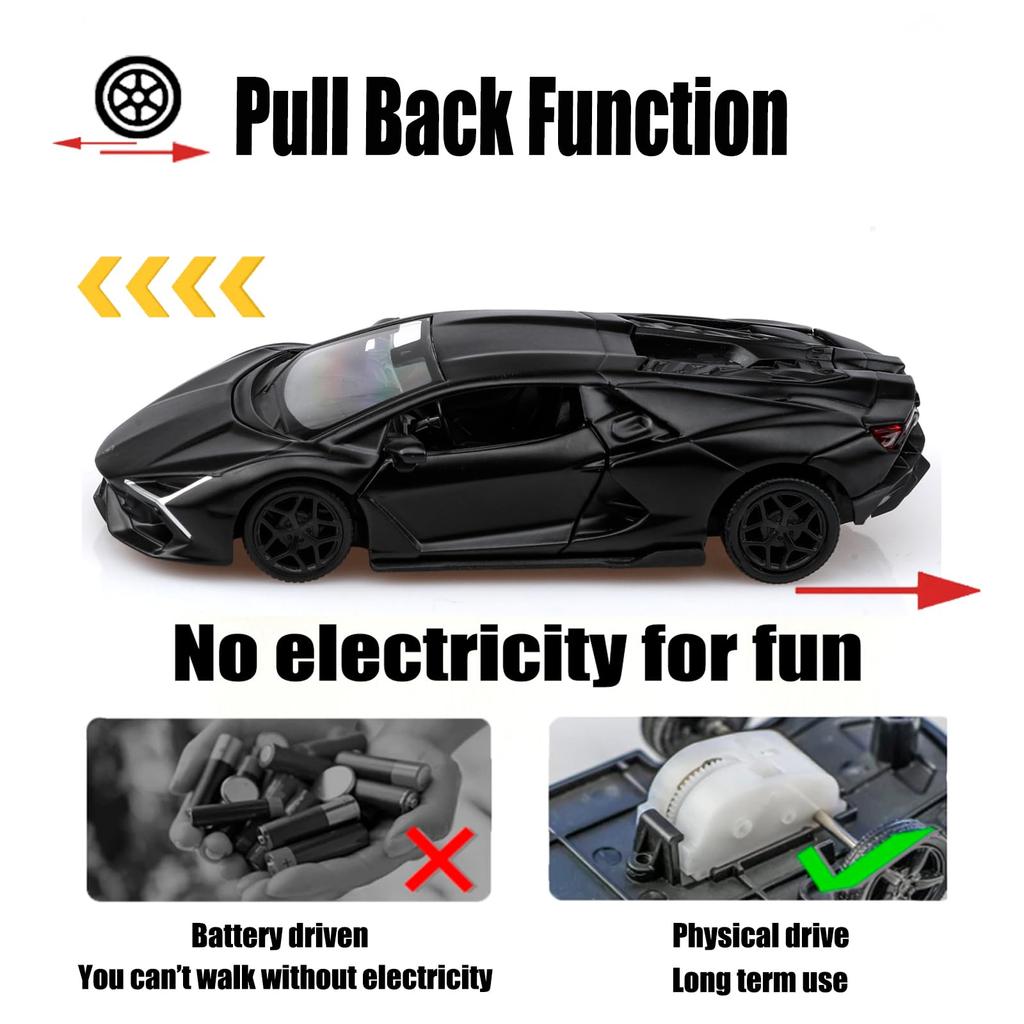 TOKAXI 1/36 Scale Lamborghini Revuelto Diecast Car Model with Pull-Back, Lamborghini Revuelto Toy Car for Boys and Girls