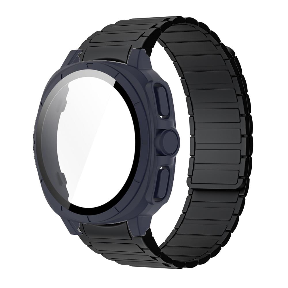 PC Case+Strap Upgrade To Ultra 47mm for Samsung Galaxy Watch 7 40mm 44mm No Gaps Silicone Magnetic Band PC Tempered Glass Screen