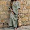 Women's 3/4 Sleeve Striped Maxi Dress Casual Loose Fit Sundress with Front Pocket Summer Beach Vacation Outfits
