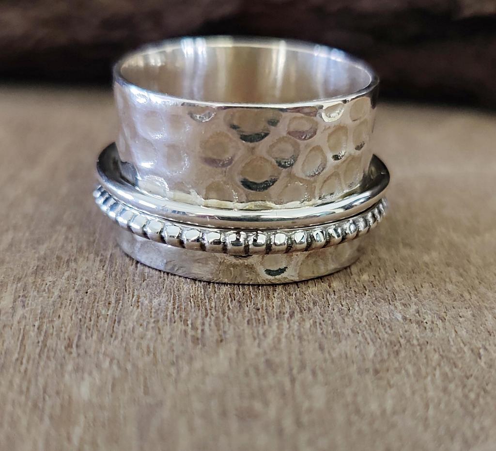 Hammered Spinner Ring, 925 Solid Silver, Thumb Spinning Ring, Meditation Ring, Women Gift for her, Mothers Day Gift