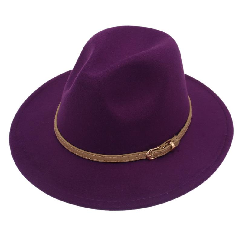 Fedora Spring And Summer Small Belt Felt Hat Percussion Performance Jazz Hat Woolen Top Hat Big Eaves Hat