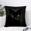 Black Cat Cute Kitty Cushion Cover Eco Linen Pillow Case DoubleSided Print Breathable Durable Zipper Home Decor Gift