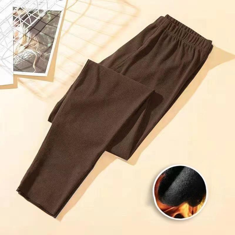 Pantaloni termici fără cusături pentru bărbați, amestec de lână, cu genunchiere pentru iarnă