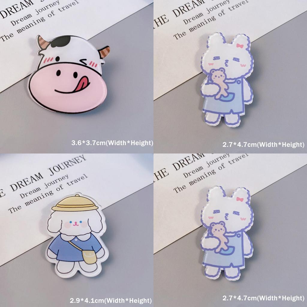 Adorable Cartoon Dog Rabbit Cow Brooches For Backpack And Handbag Decoration