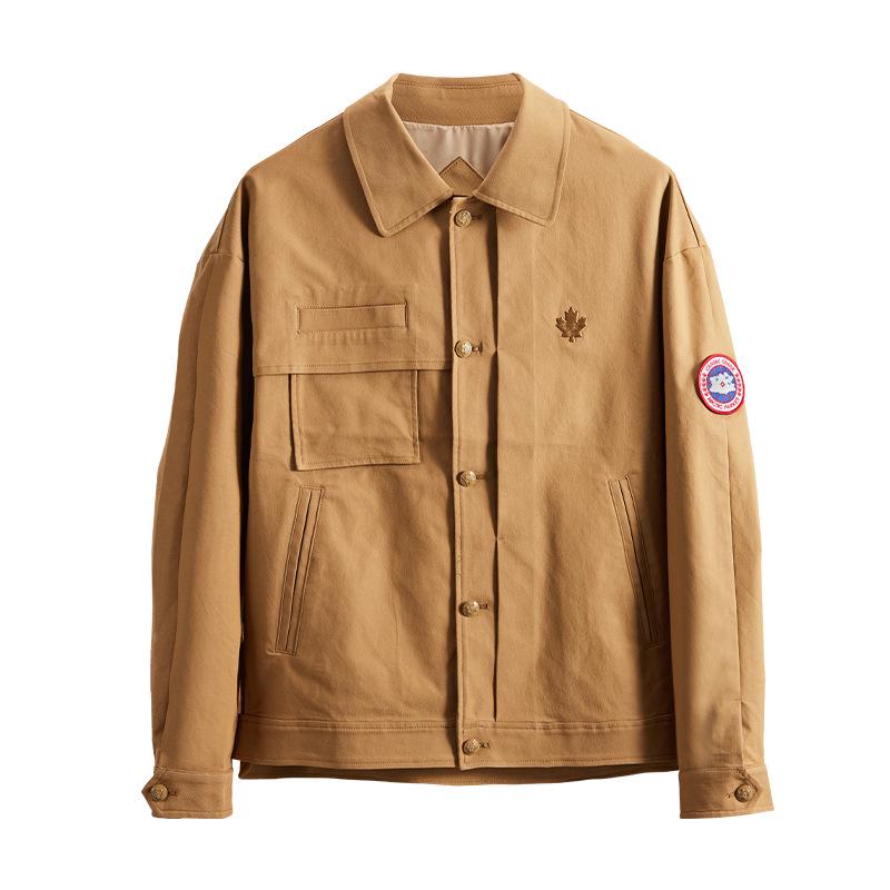 American High Street 2025 Men s Embroidered Lapel Workwear Jacket - Trendy Spring Top XL
