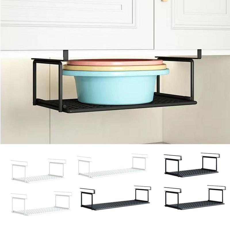 Extendable Under Cabinet Organizer Shelf Steel Under Desk Storage Rack Multipurpose Kitchen Household Hanging Storage Racks