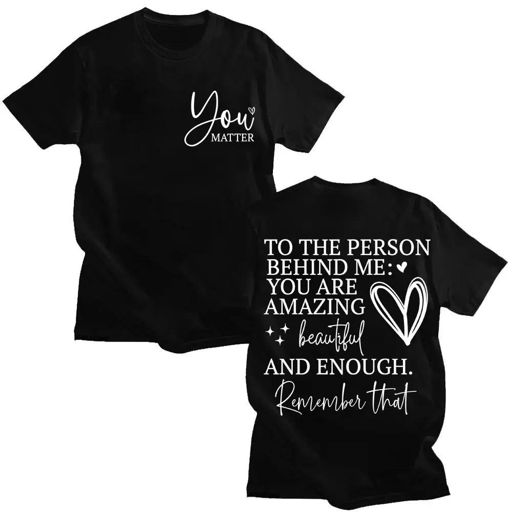Black Oversized Cotton T-Shirt Featuring Inspirational  You Matter  Quote and Positive Affirmations for Spreading Kindness, Self-Love 4XL