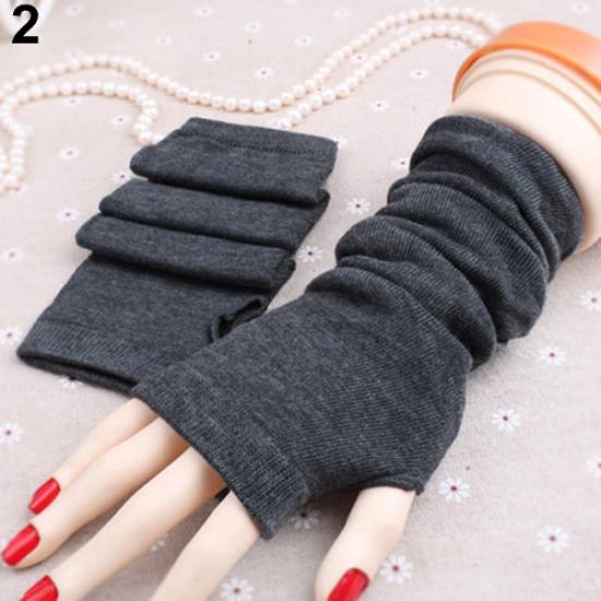 Women's Fashion Knitted Arm Fingerless Long Mitten Wrist Elastic Warm Gloves