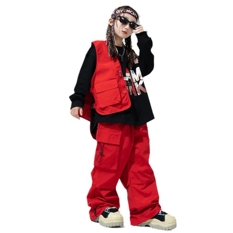 Kids' Trendy Hip Hop Dance Outfits: Boys' Cargo Pants & Girls' Jazz Costumes Set