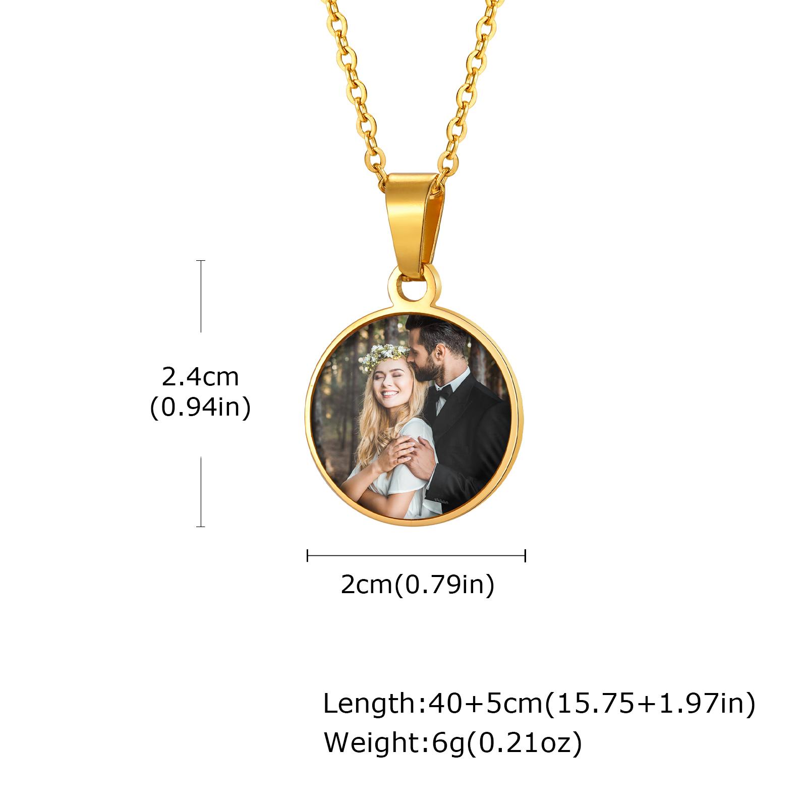 

Customize Heat Transfer Photo Pictures Necklaces Stainless Steel Heart Round Pendant Personalized Jewelry Keepsake Gifts 40cm-45cm