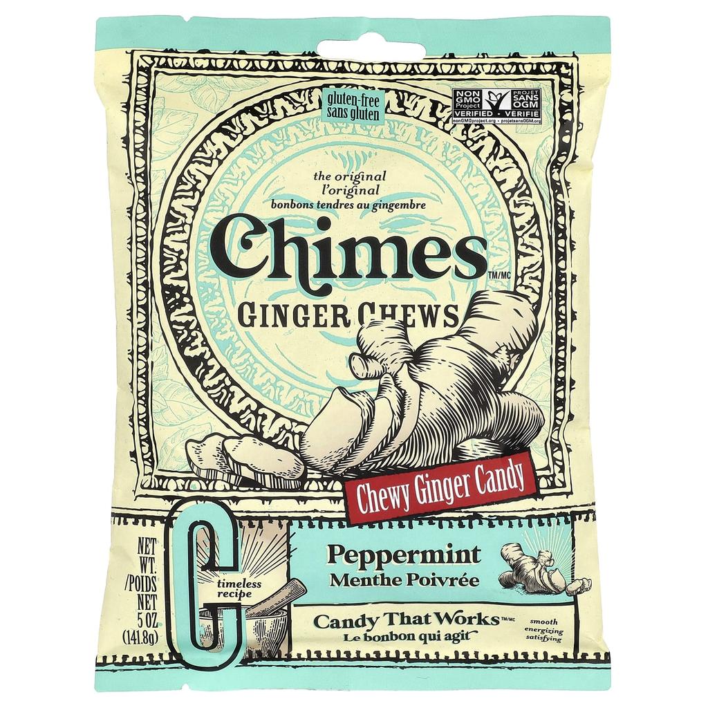 Chimes, Ginger Chews, Peppermint, 5 oz (141.8 g)