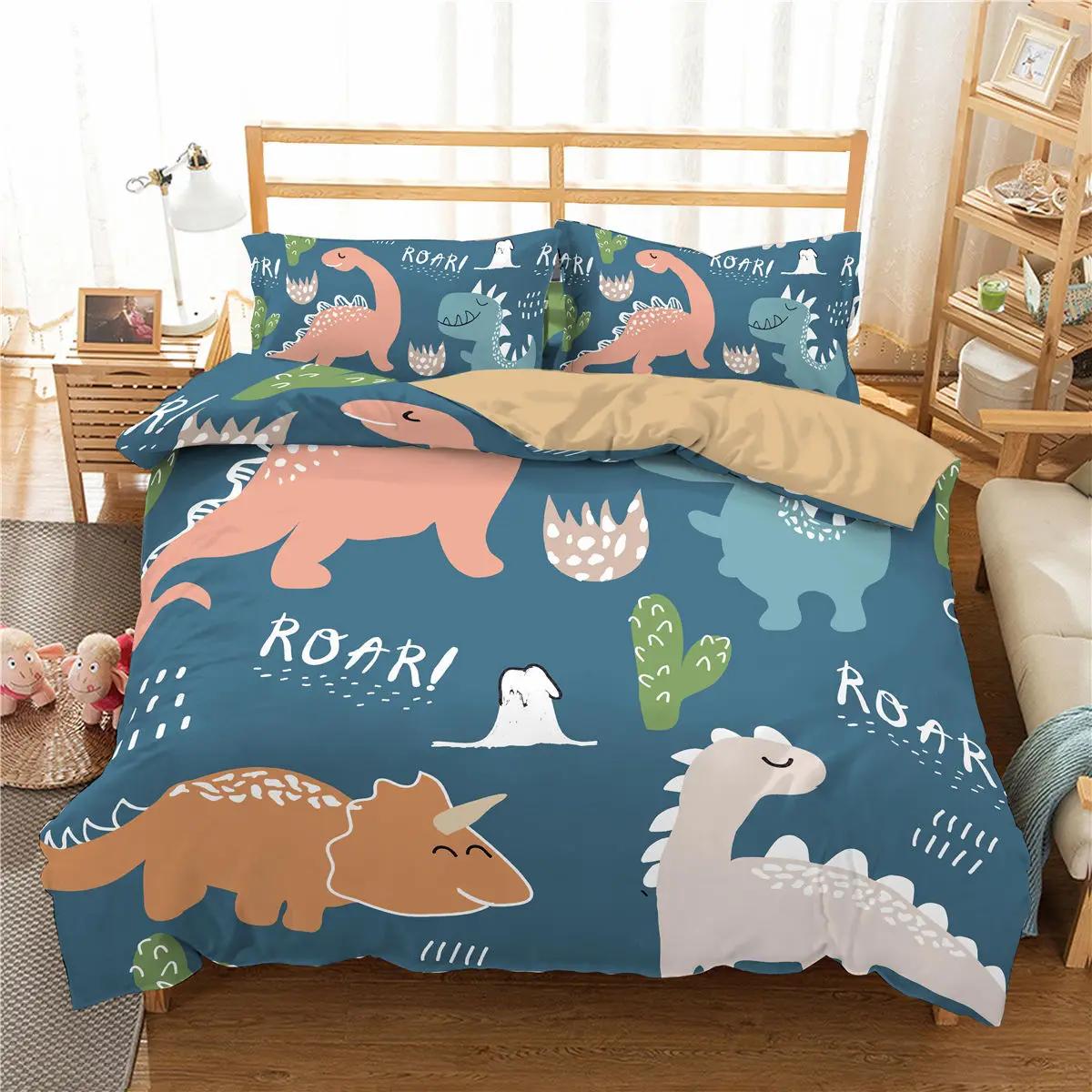 

Bedding Set Adults Children Winter Duvet Cover Sets Kids,Twin Full Queen King Bedroom Set 3D Dinosaur Housse De Couette EU single(135x200cm)