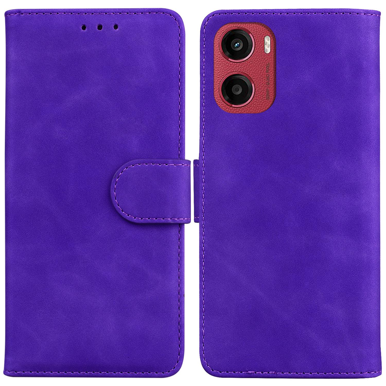 

Для Motorola Moto G05 4G/E15 4G чехол однотонный кожаный чехол-кошелек для телефона Purple