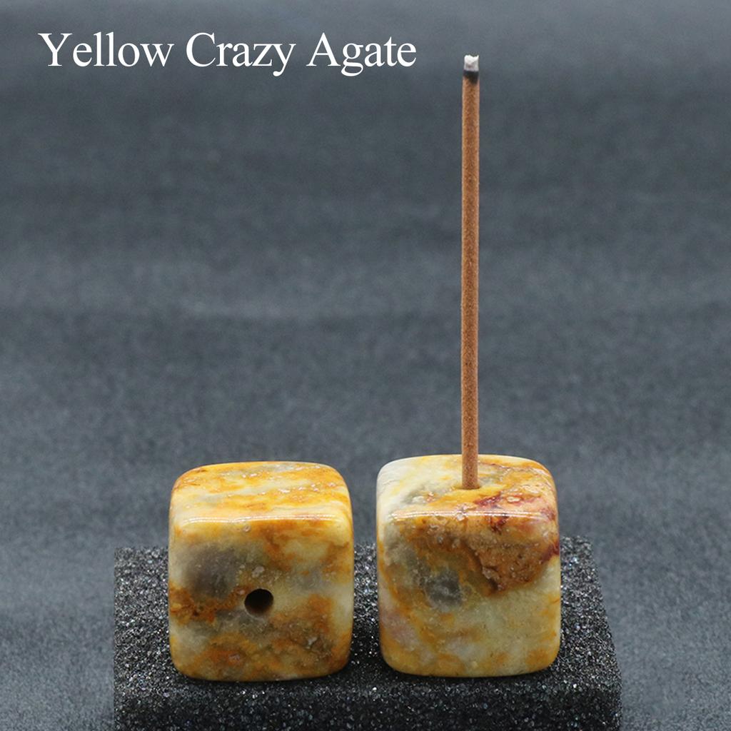 2 Stück quadratischer Räucherbrenner aus Natursteinkristall, Räucherstäbchen-Diffusor-Dekoration, Zen-Heimaltar-Dekoration, Meditationszentrum-Dekoration mit geometrischem Design