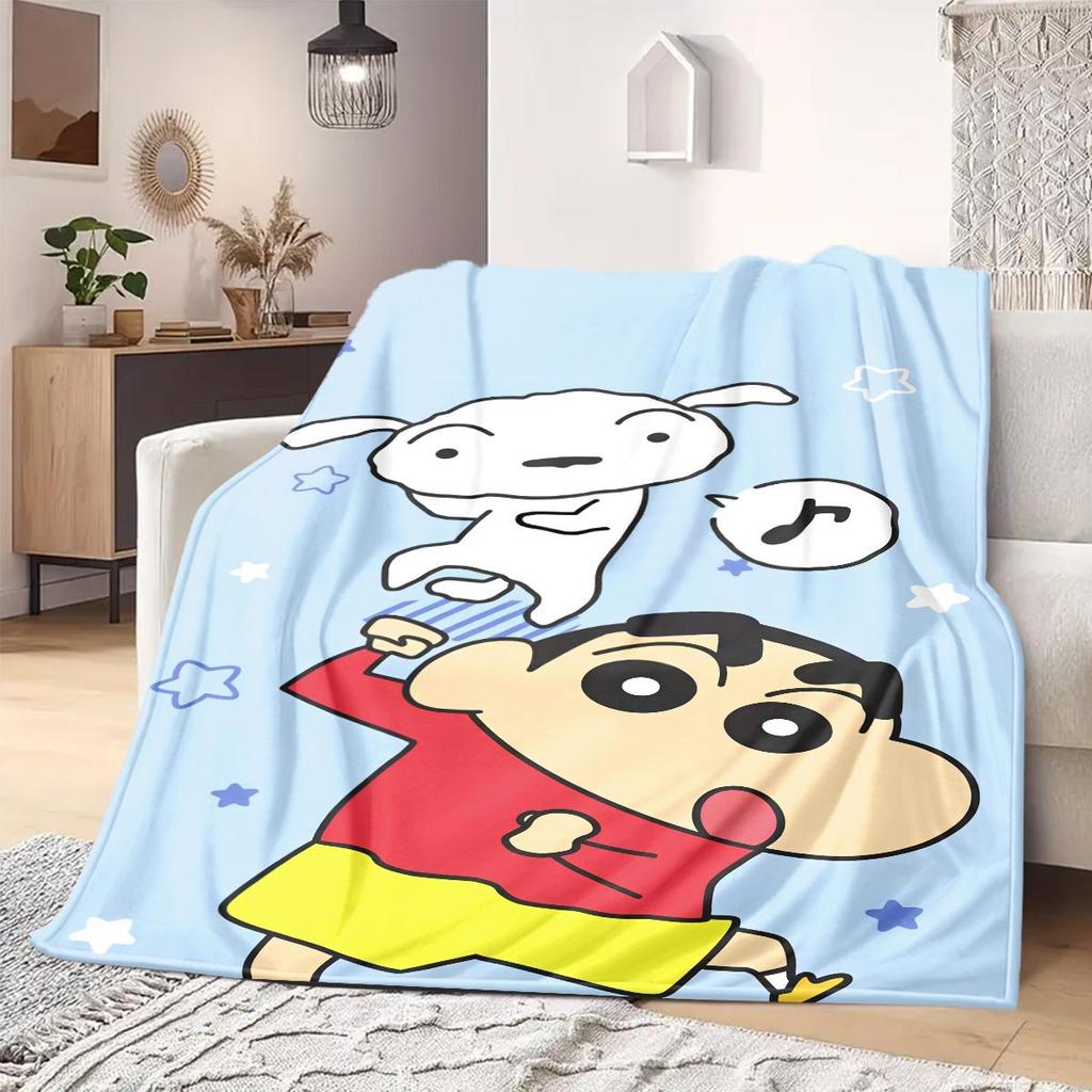 Shinchan Anime Print Blanket Warm Comfortable Flannel Blanket Suitable for Bedrooms, Sofas, Beds, Chairs, Picnics, Travel