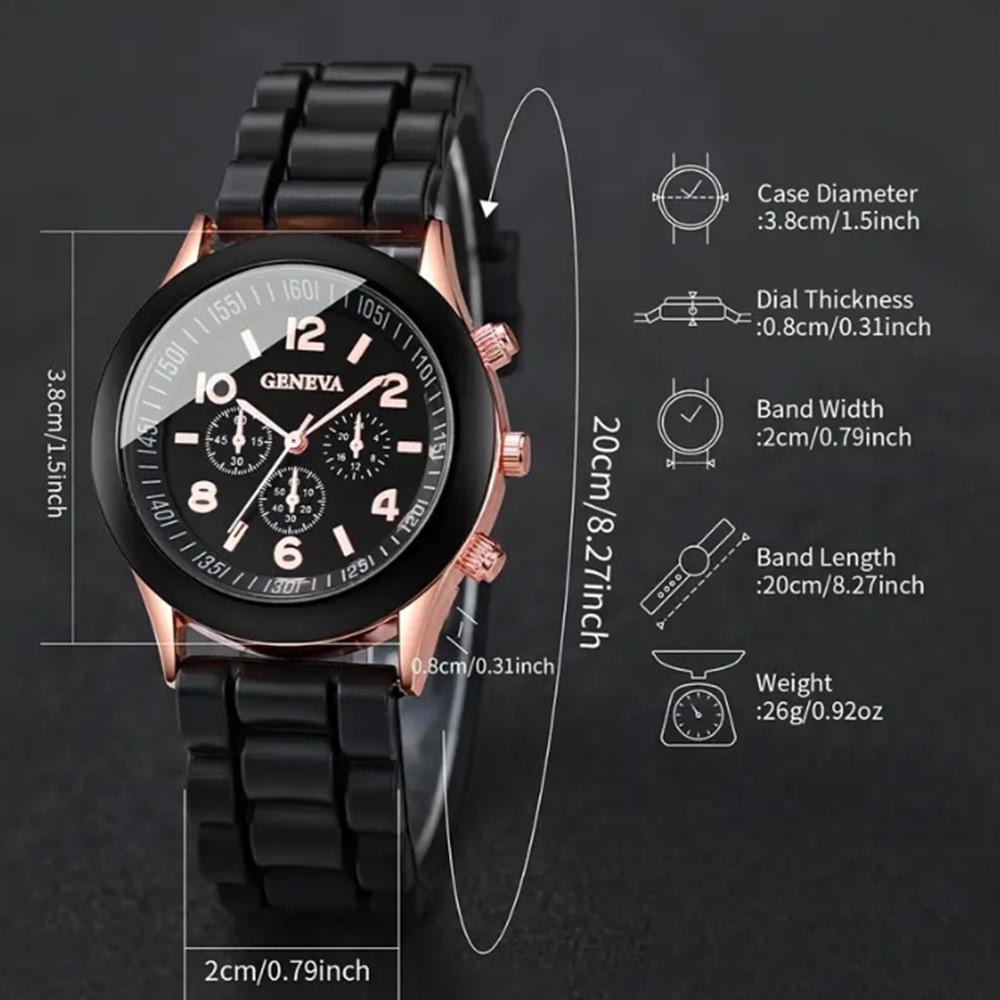 New Women'S Korean Version Of High-End Quartz Watch Simple Classic Silicone Strap Women'S Watch Fashion Set