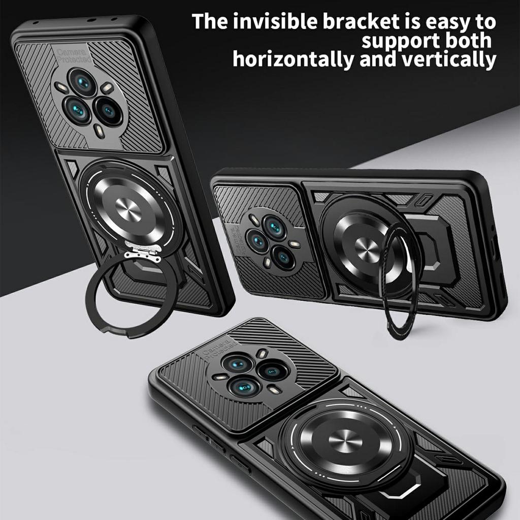 For Realme 14 Pro+ 5G Magnetic Case Rotating Kickstand TPU+PC Phone Cover