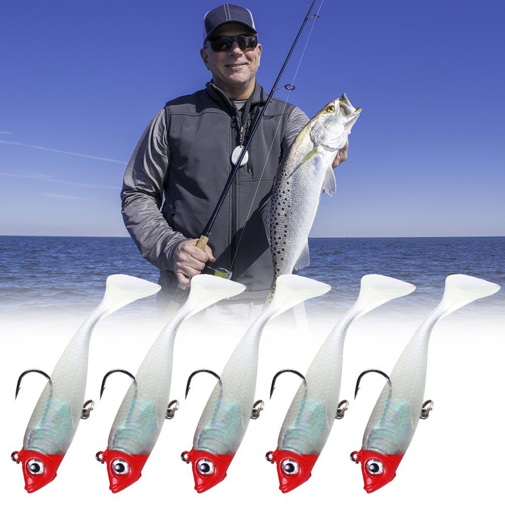 5 STÜCKE 18,5g 10cm Leuchtende Angelköder Weiche Swimbaits mit Paddelschwanz 2 Haken für Barsch Forelle Süßwasser Salzwasser