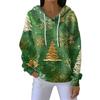 Women's Loose Comfortable Casual Fashion V-Neck Christmas Print Long Sleeve Hoodie