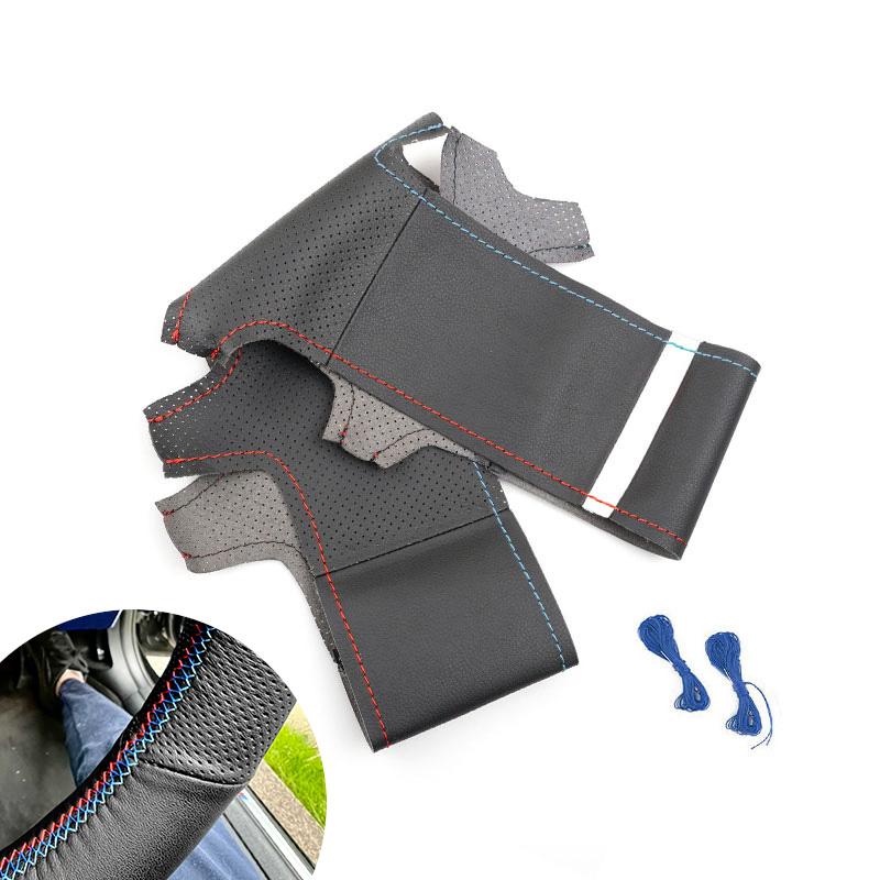 For BMW M Sport 3 5 Series E46 330i 330Ci E39 540i 525i 530i M3 E46 M5 E39 Hand-stitched Perforated Leather Steering Wheel Cover