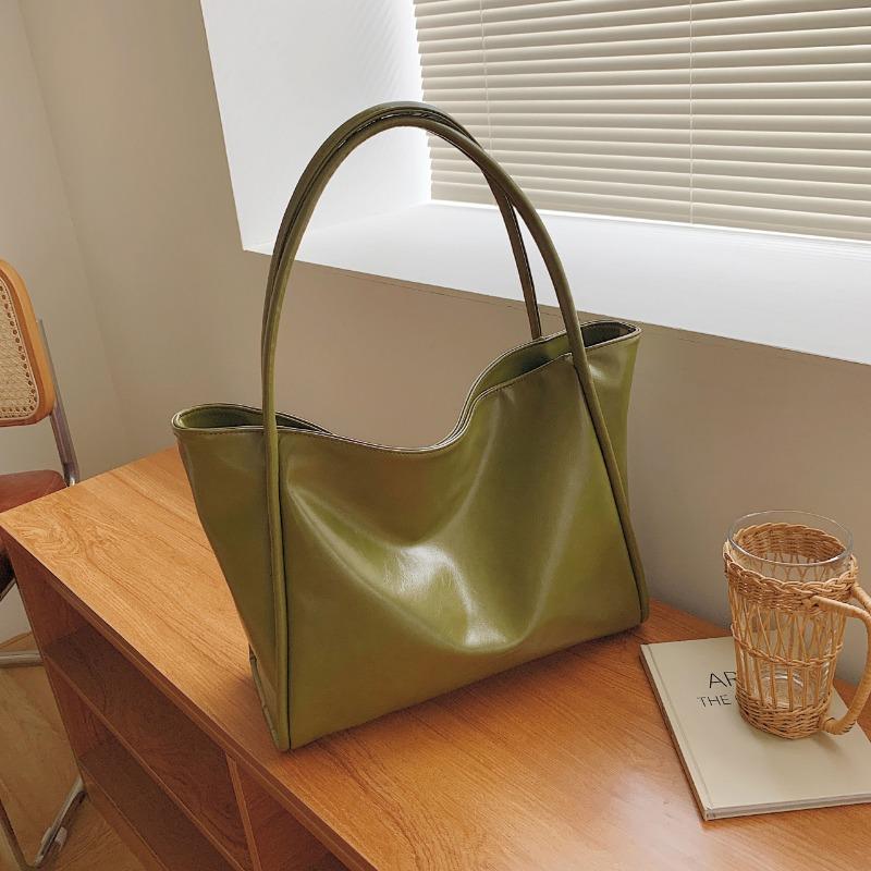 Retro new large-capacity shoulder bag fashionable solid color tote women's bag