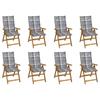 Day and Night - Day and Night Folding Garden Chairs and Cushions 8 Pcs Solid Acacia Wood