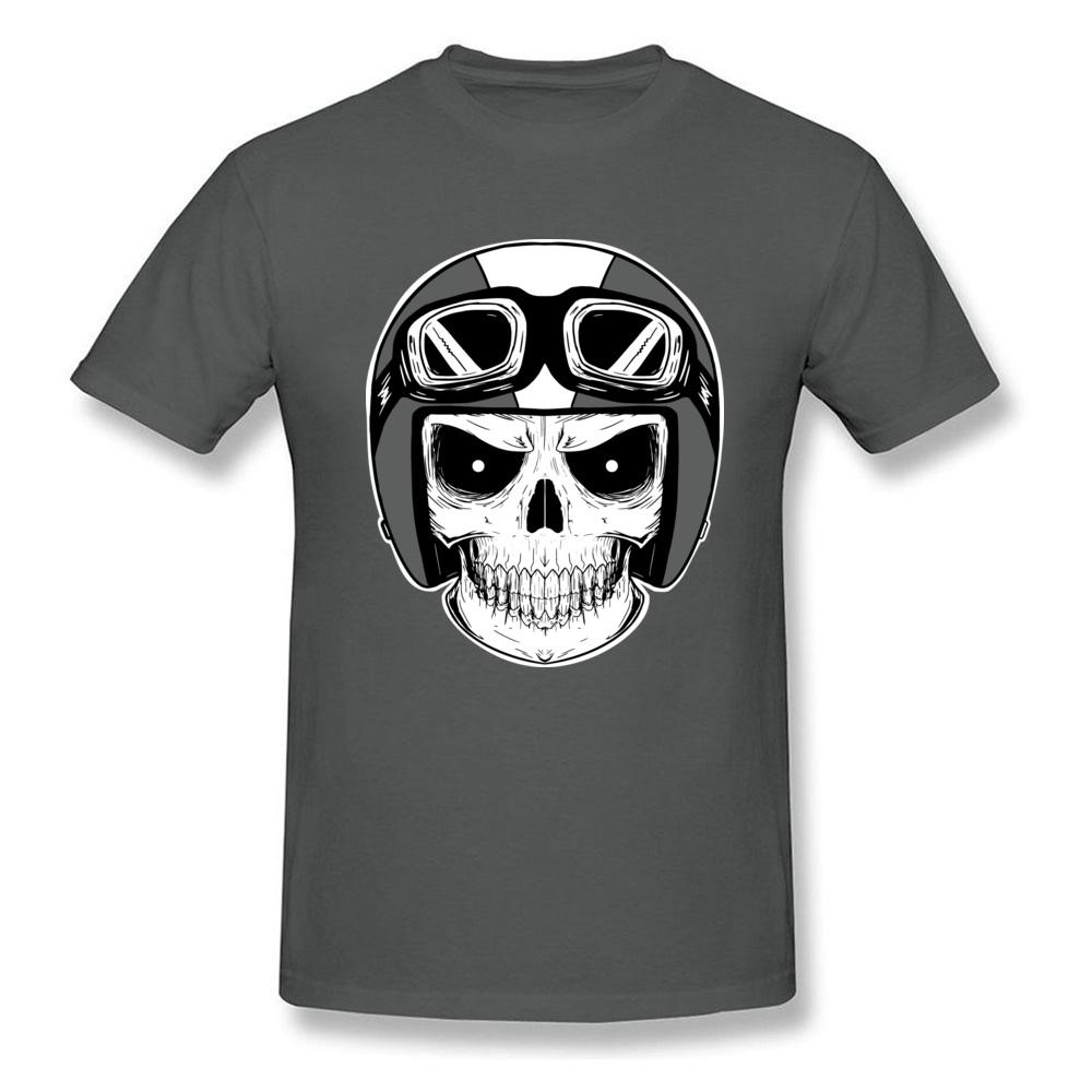 Moto Biker Tshirt Mens Tshirts Punk Skull Helmet T Shirt Funky Short Sleeve Tops  Tees O Neck All Cotton Clothes Faddish Black
