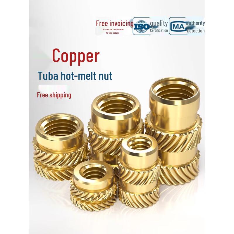 Hot-Melt M4 Brass Knurled Insert Nuts