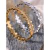 Yhpup New Unique Cubic Zirconia Geometric 18k Gold Color Stainless Steel Bracelet Bangle Waterproof Statement Jewelry Women Gift